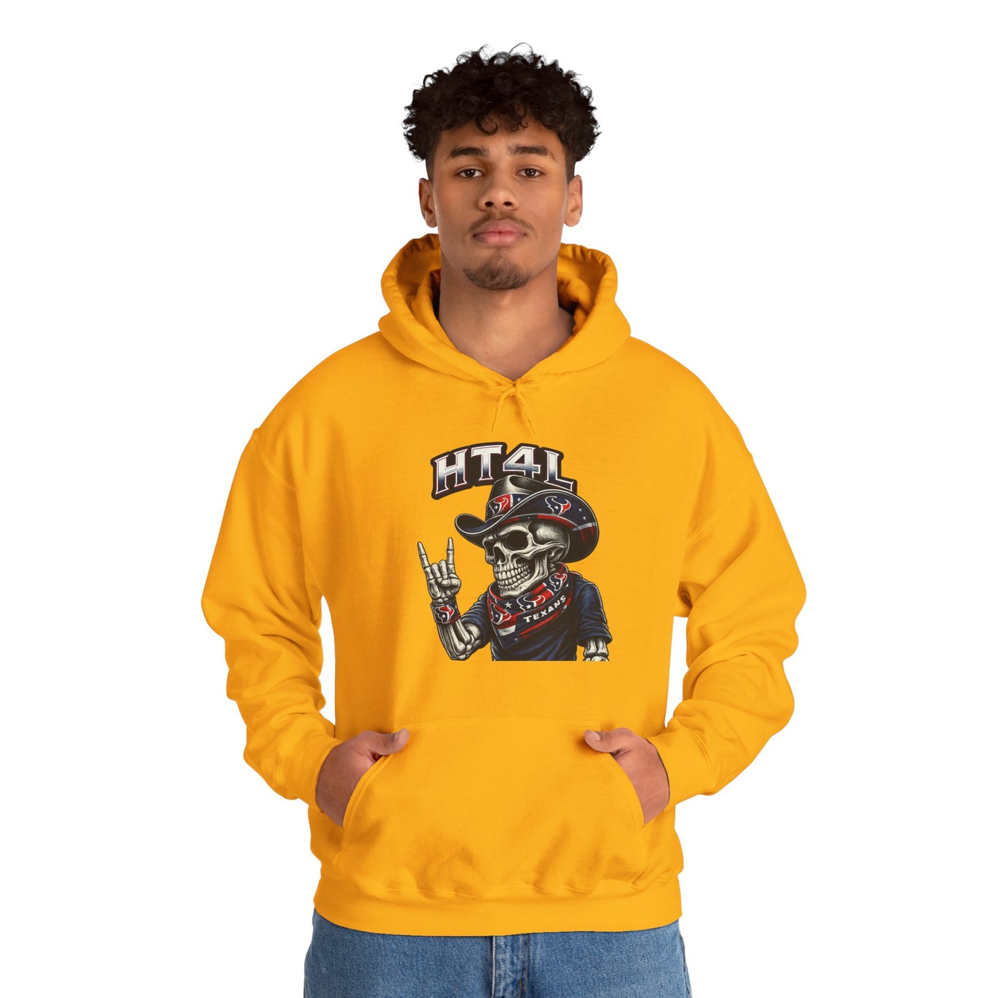HT4L Skeleton Throwing the H | Houston Texans Unisex Pull-Over Hoodie