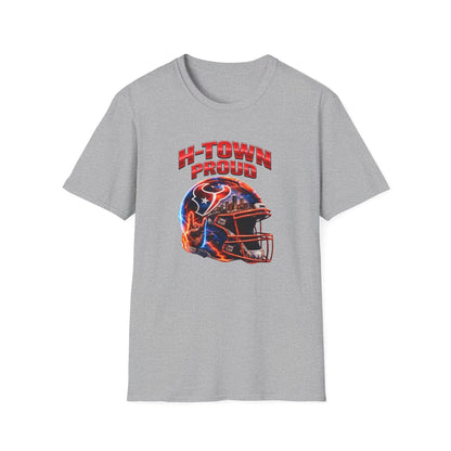 TEXANS INSPIRED HELMET - H-TOWN PROUD - Unisex Soft Style T-Shirt