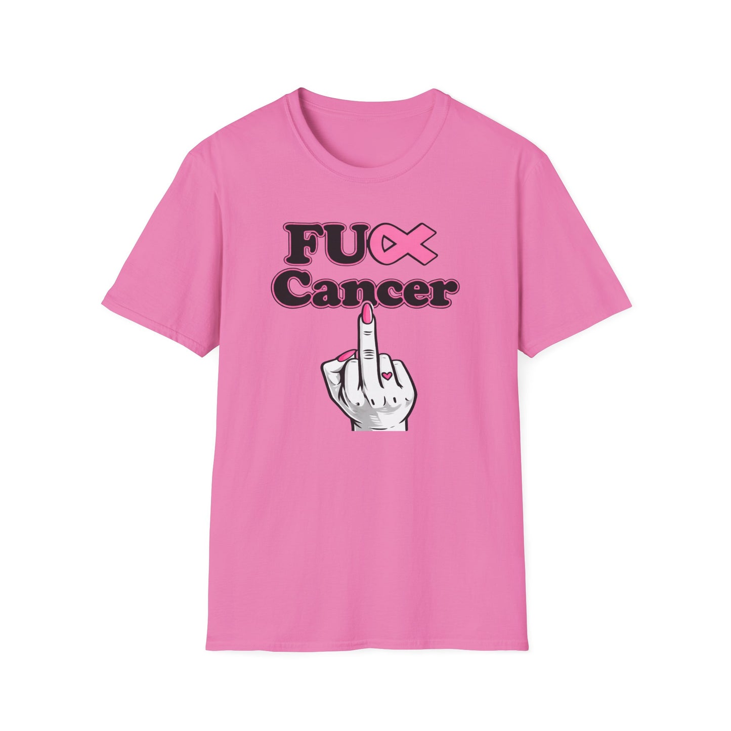 F CANCER - PINK RIBBON - Unisex Soft Style T-Shirt