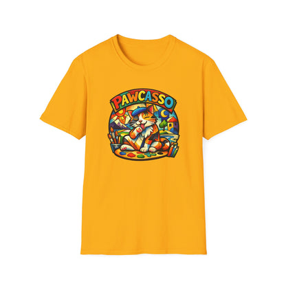 PAWCASSO-CAT ARTIST - Unisex Soft Style T-Shirt
