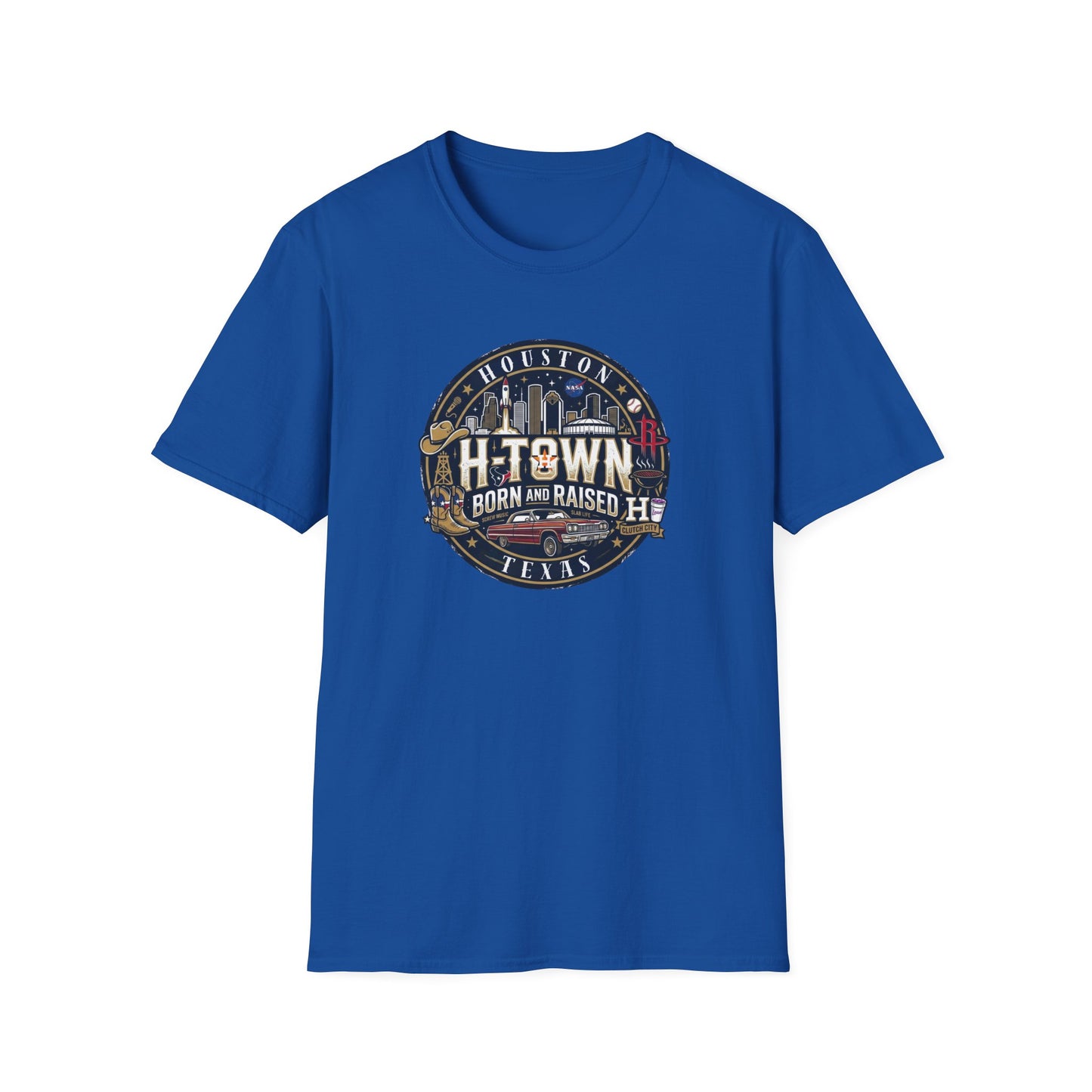 HOUSTON TEXAS-BORN AND RAISED - Unisex Soft Style T-Shirt