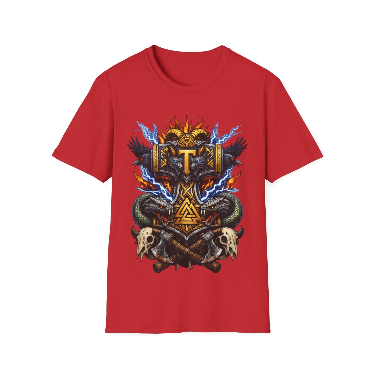 VIKING MJOLNIR SHIELD - ((BIG PRINT)) Unisex Soft Style T-shirt