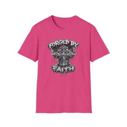 FORGED BY FAITH -CHROME CROSS - Unisex Soft Style T-Shirt