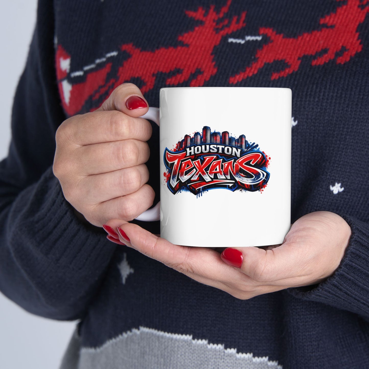 HOUSTON TEXANS GRAFFITI ART W/SKYLINE Ceramic Mug, (11oz, 15oz)
