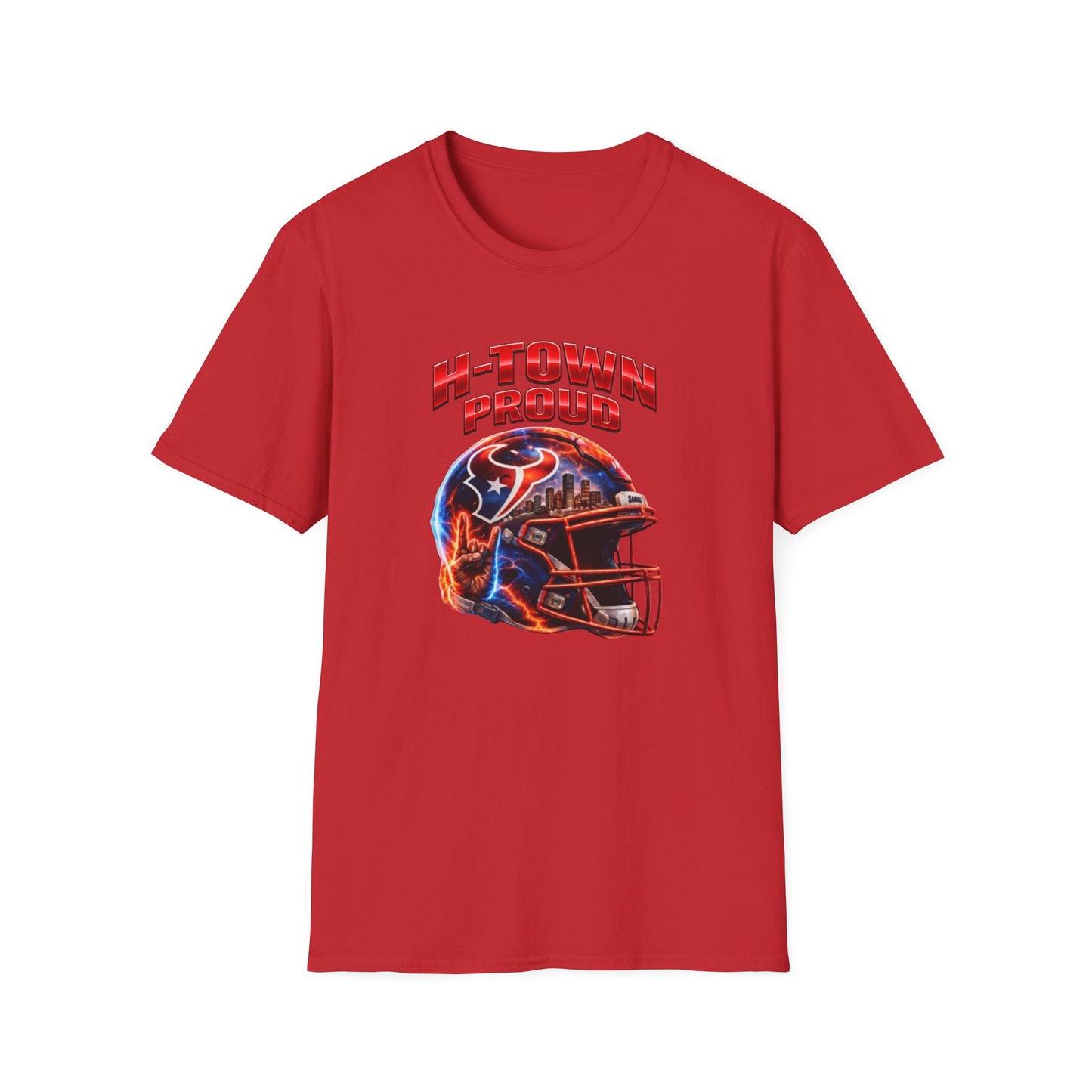 TEXANS INSPIRED HELMET - H-TOWN PROUD - Unisex Soft Style T-Shirt