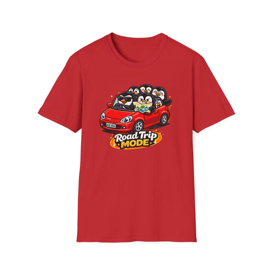 ROAD TRIP MODE - PENGUINS IN A CAR - Unisex Soft Style T-Shirt