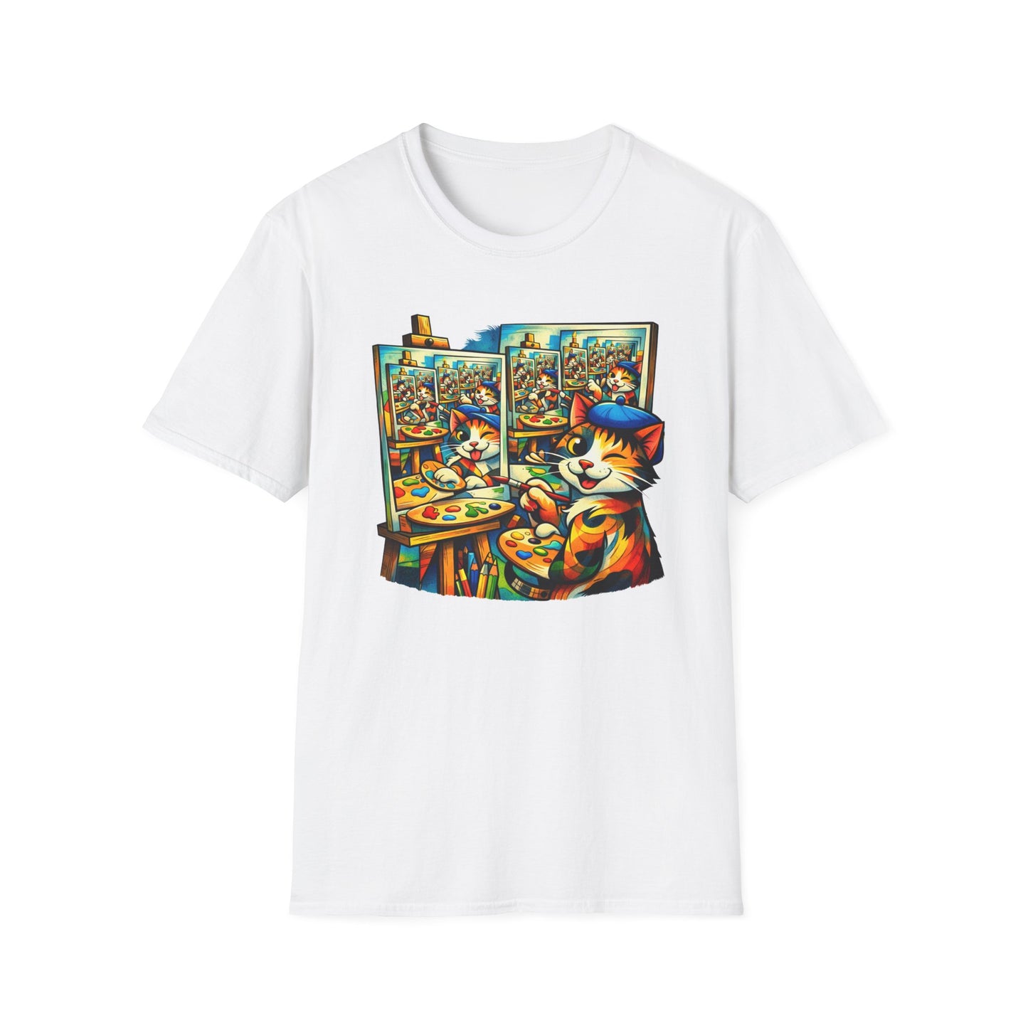 PAWCASSO - CAT ARTIST - Unisex Soft Style T-Shirt