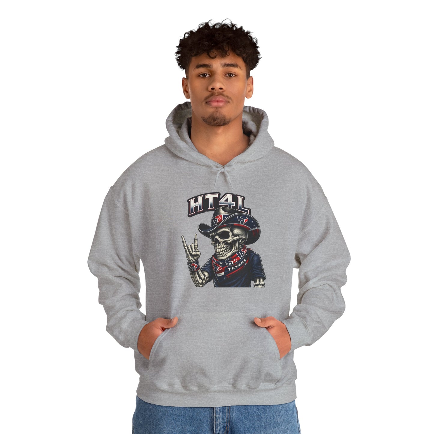 HT4L Skeleton Throwing the H | Houston Texans Unisex Pull-Over Hoodie