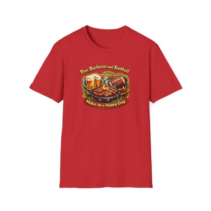 Beer Barbecue and Football-Make me a Happy Guy - Unisex Soft Style T-Shirt