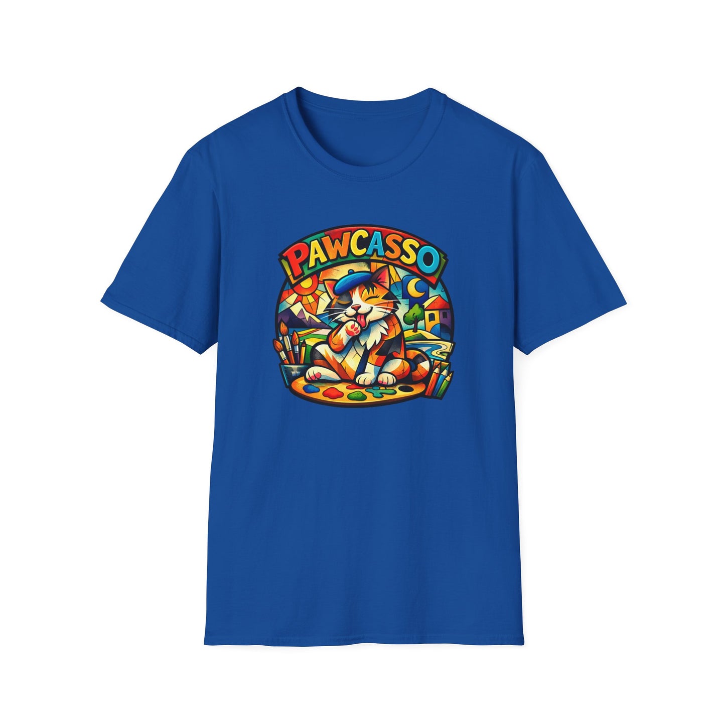 PAWCASSO-CAT ARTIST - Unisex Soft Style T-Shirt