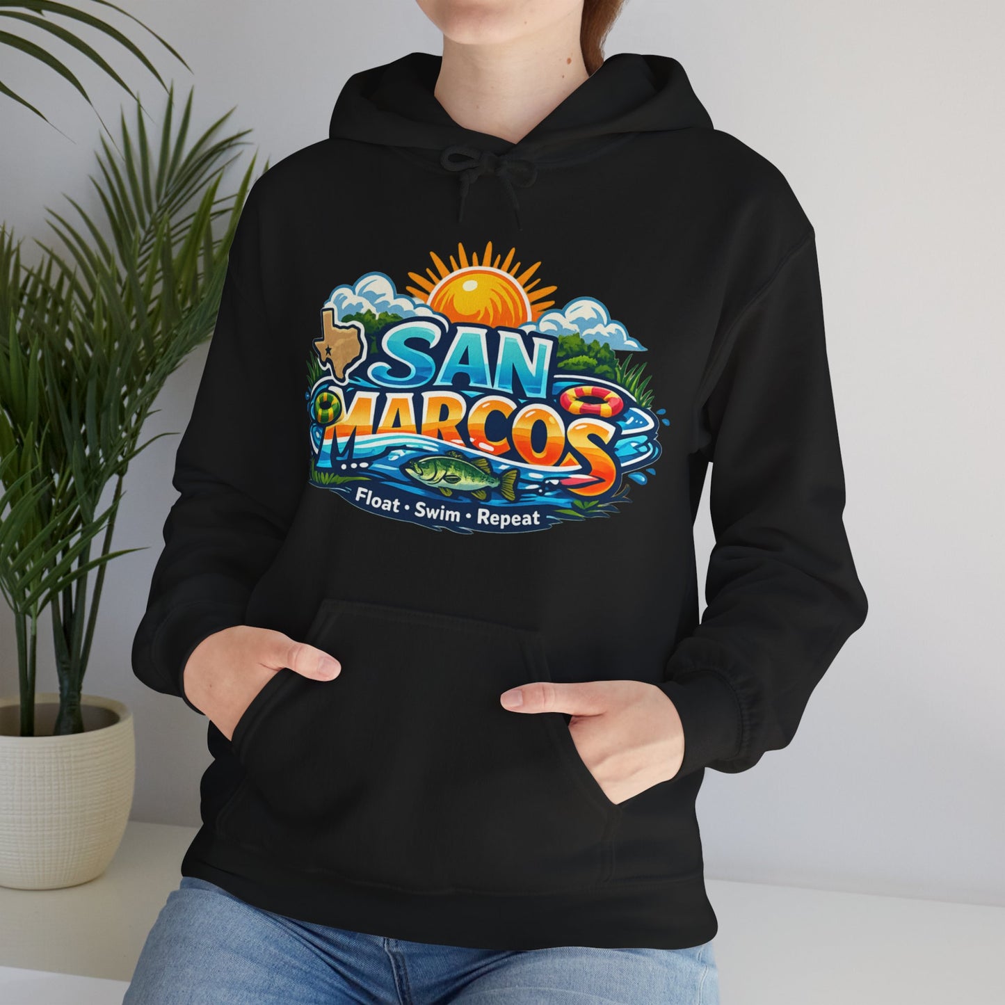 San Marcos Hoodie | Float Swim Repeat Texas River Life Unisex Pull-Over