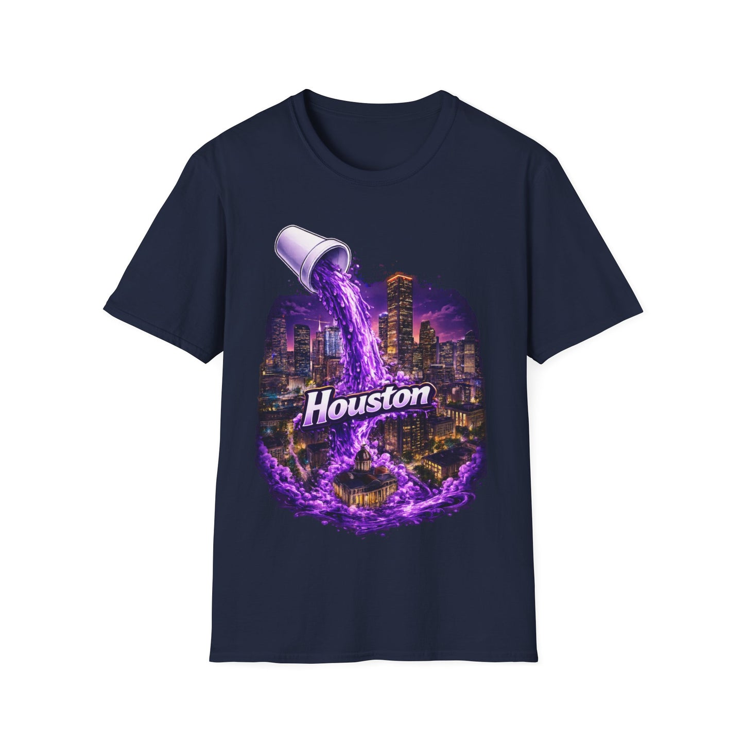 PURPLE HOUSTON ((BIG PRINT)) - Unisex Soft Style T-Shirt