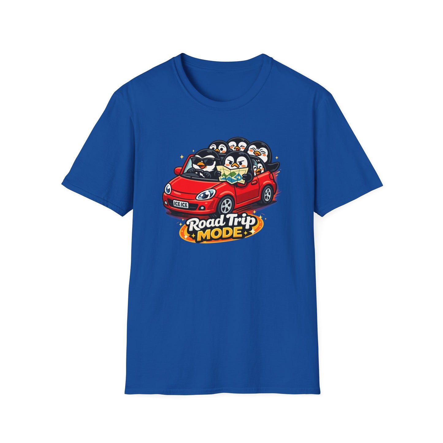 ROAD TRIP MODE - PENGUINS IN A CAR - Unisex Soft Style T-Shirt