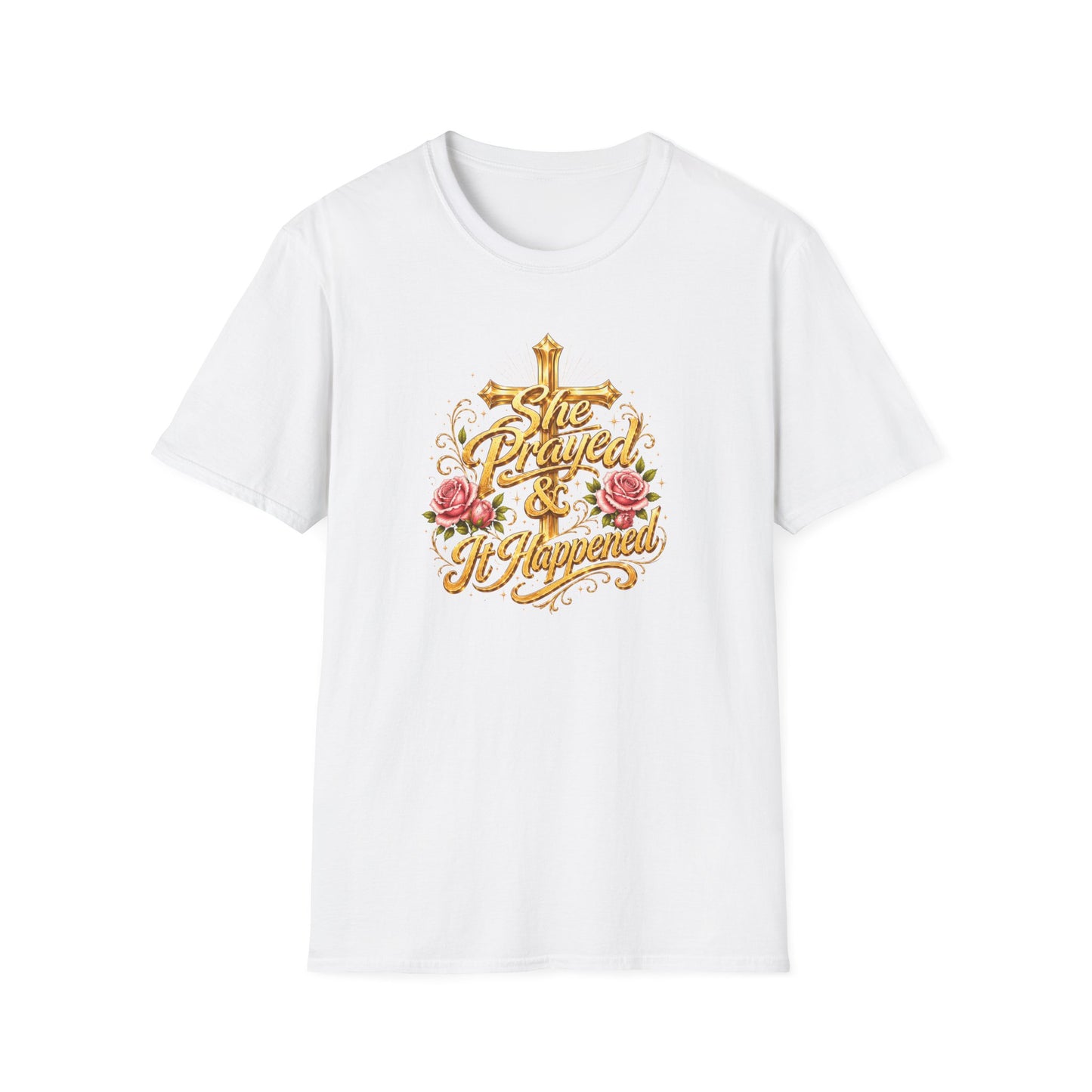 SHE PRAYED & IT HAPPENED - Unisex Soft Style T-Shirt