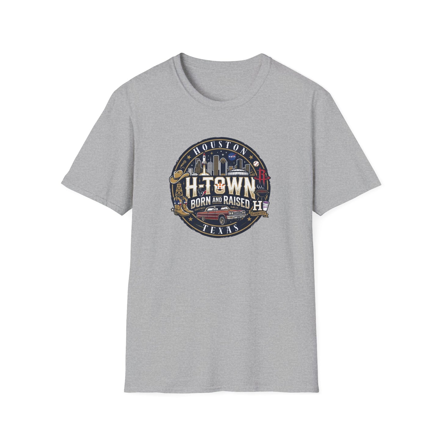 HOUSTON TEXAS-BORN AND RAISED - Unisex Soft Style T-Shirt